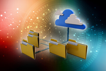 Poster - 3d rendering folder with documents