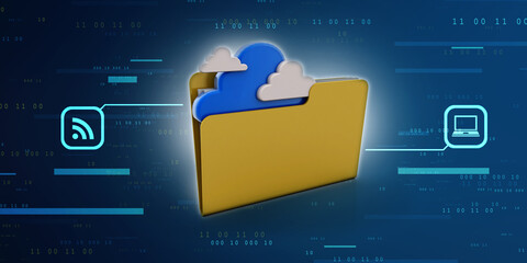 Poster - 3d rendering folder with documents