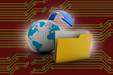Poster - 3d rendering folder with documents