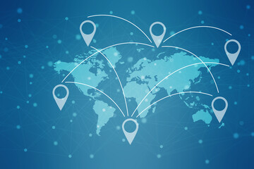 Fototapete - 2d rendering Red map pointer