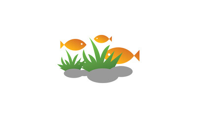 Canvas Print - Fish Aquarium logo vector icon illustration