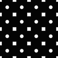 Poster - White squares and circles. Vector same pattern and black background.