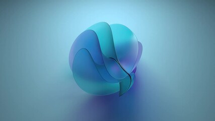 Poster - 3d abstract figure made of glass. Center frame composition. Refraction glass material. Twisted shape.