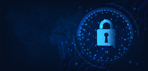 Leinwandbilder - Global network security concept design.Cyber security and information or global network protection.Protection background design,vector illustration.