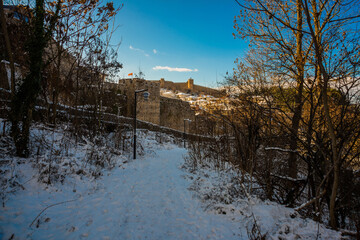 OHRID, NORTH MACEDONIA: The Old Fortress of King Samuel or Samuel's Stronghold in Ohrid, a UNESCO World Heritage Site