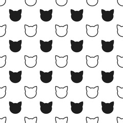 Wall Mural - cats heads black seamless pattern. cat vector illustration