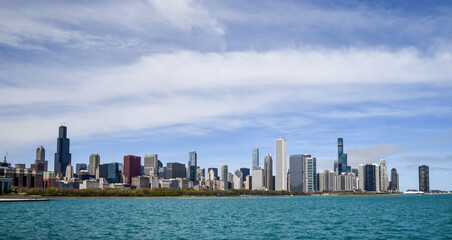 Wall Mural - Chicago city skyline along the waterfront