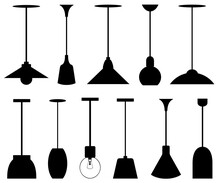 Illustration Of Different Pendant Lamps Isolated On White