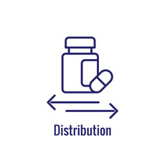Wall Mural - Pharmacy icon with an aspec of the pharma business - outline icon