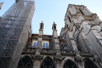 Wall Mural - A close-up on the north side of Notre Dame. Paris, april 2021.