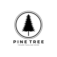Wall Mural - pine tree logo vintage vector illustration design