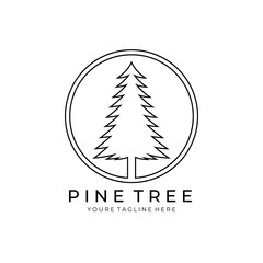 Wall Mural - pine tree logo line art vector illustration design