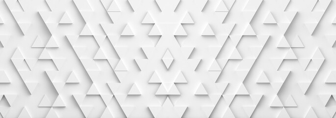 Fototapete - White triangle pattern backdrop background. 3D rendering.