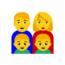 Family With Dad And Mom And Two Boys Vector Emoji
