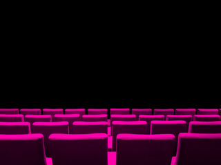 Canvas Print - Cinema movie theatre with pink seats rows and a black background