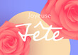 © Loks - Roses sur coeur jaune posé sur un fond bleu flashy pour la fete des meres