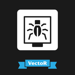 Aufkleber - white insects in a frame icon isolated on black background. herbarium. vector