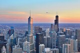 Fototapeta  - Chicago Skyline as seen from the John Hancock Building at Sunset
