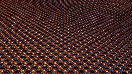Poster - Endless rows 3d render balls in futuristic digital tracery. Grid molecules in creative cyberspace and modern graphic design. Scientific techno presentation structure elements of matter.