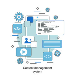 Content management system, web application development, website interface design flat design style vector concept illustration