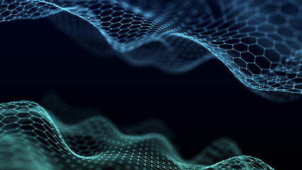 Fototapete - Internet technology network. Abstract blue background. Large amount of data. 3d rendering.