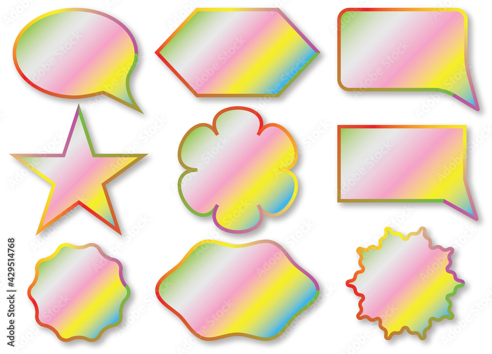 Set of blank and colorful labels in rainbow colors. Collection of frame ...