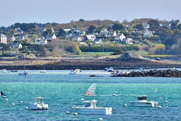 Beautiful seascape at Penvenan Port-Blanc in Brittany. France