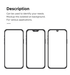 Wall Mural - Smartphone mockup vector 3 styles isolated on white background.