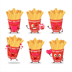 Poster - Cup of french fries cartoon character with love cute emoticon