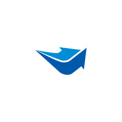 blue motion arrows up geometric logo vector