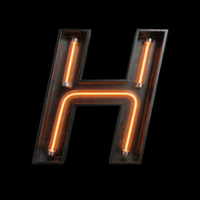 Neon Light Alphabet H With Clipping Path