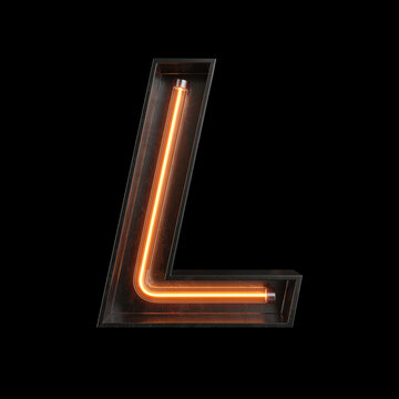 Neon Light Alphabet L with clipping path