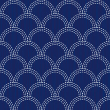 Sashiko Pattern. Vector Seamless Embroidery Japanese Traditional Art.