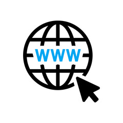 Poster - Clicking website or internet icon for apps and websites.