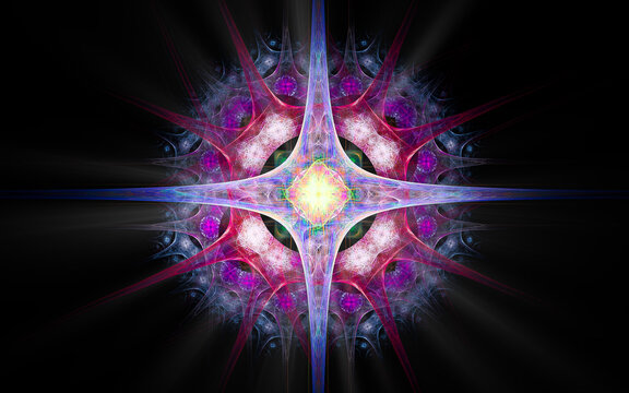 abstract illustration computer render background image fantastic star with rays for web design and graphics