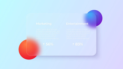 Aufkleber - Glassmorphism concept with 3d geometric shapes. Frosted glass effect. Illustration on blurred gradient vector background