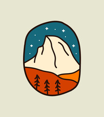 illustration of Yosimete National Park for t-shirt Design, tee design ,patch emblem badge design