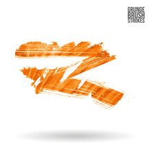 Orange  Brush Stroke And Texture. Grunge Vector Abstract Hand - Painted Element. Underline And Border Design.