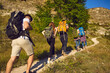 © Studio Romantic - Group friends traveling and hiking in the summer mountain take the adventure