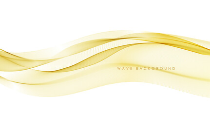 Aufkleber - Vector abstract colorful flowing gold wave lines isolated on white background. Design element for wedding invitation, greeting card