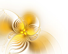 Abstract Fractal Golden Pattern On White Background