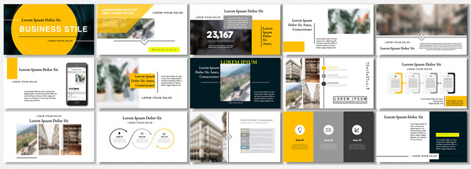 Wall Mural - Set of business plan presentation template. Social media pack. Easy use in modern blog posts or Editable simple info banner, trendy book. For app, digital display style. Bright web flyer work. a4. ppt