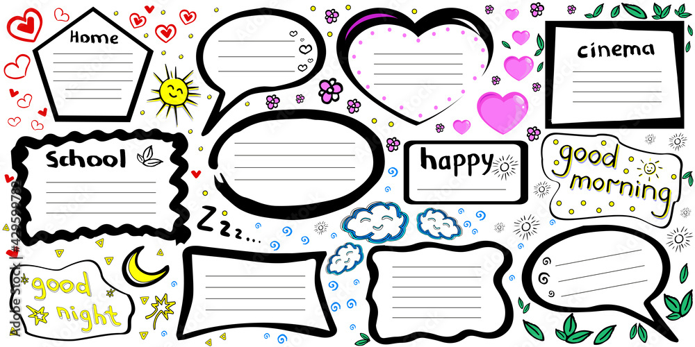 Listt Frame Hand drawn vector elements for planner, notebook, diary. Scrapbook ...