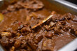 Closeup shot of served mutton curry