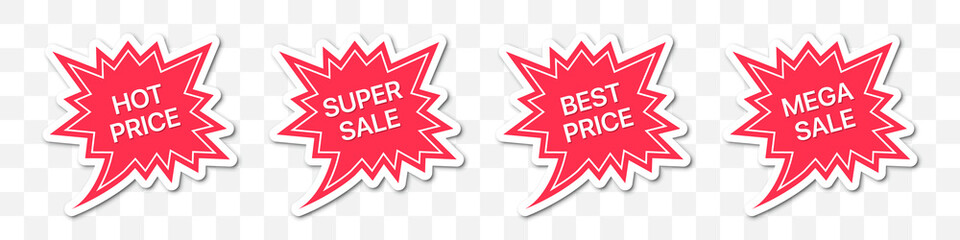 Wall Mural - Set of advertising tag sticker on a transparent background