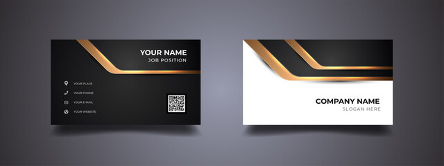 Wall Mural - modern business card with golden lines background. black and white design with a two-sided layout. v