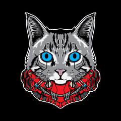 Naklejka na meble Cool cat cyberpunk futuristic illustration