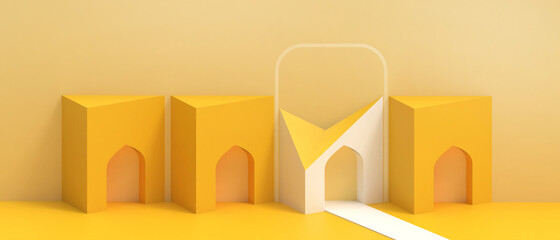 Poster - business concept. abstract architecture modern background and open door futuristic and home origami 