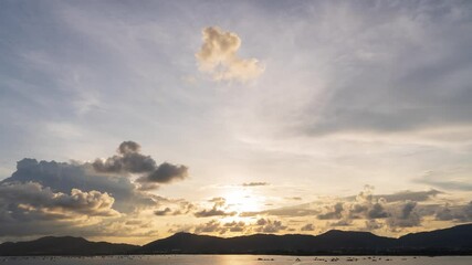 Wall Mural - time lapse video amazing scene of colorful sunset with moving clouds background in nature and travel