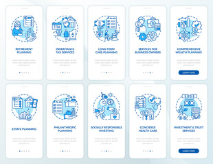 Canvas Print - Prosperity strategy onboarding mobile app page screen with concepts set. Financial operations walkthrough 5 steps graphic instructions. UI, UX, GUI vector template with linear color illustrations